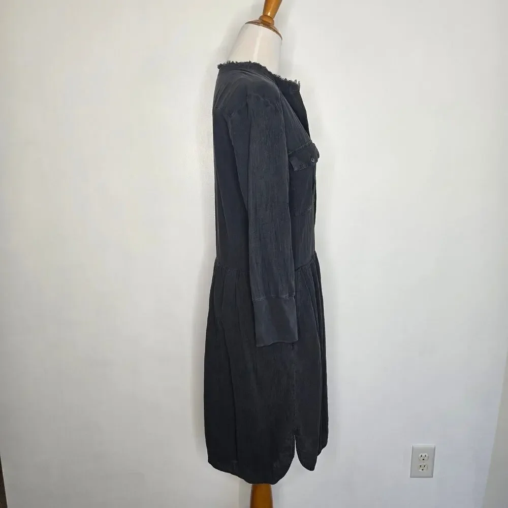 Standard James Perse Shirt Dress Gray Long Sleeve Cotton Casual Women Large - Picture 2 of 14